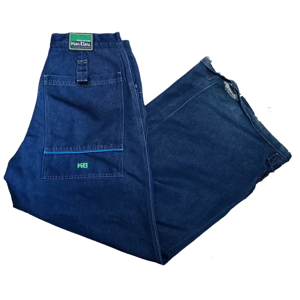 Vintage 90s Raver Kikgirl wide leg jeans kik wear